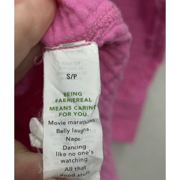 Aerie Pool to Party Gauze Coverup Shirt Small Pink Button Down Front Shirt Top - Picture 8 of 10